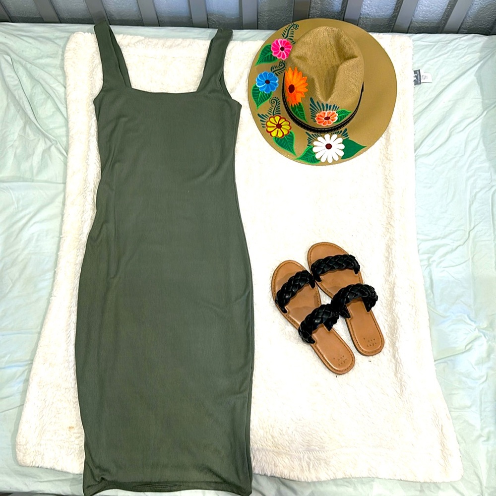 Justify olive green bodycon dress